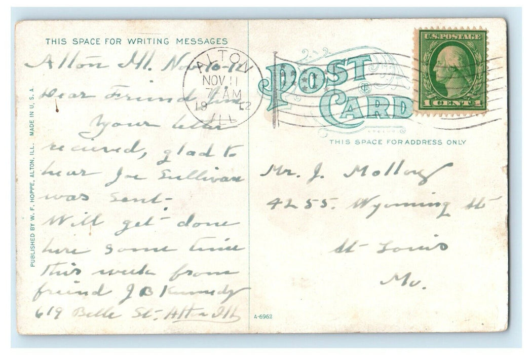 1912 View Of Nazareth Home Alton Illinois IL PostedAntique Postcard