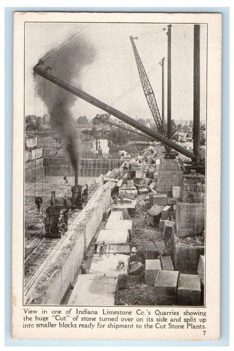 View In Indiana Limestone Co's. Quarries Huge Cut Stone Bedford IN Postcard
