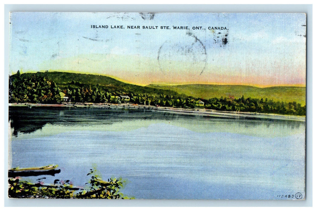 1937 Island Lake Near Sault Ste. Marie Ontario Canada Posted Postcard