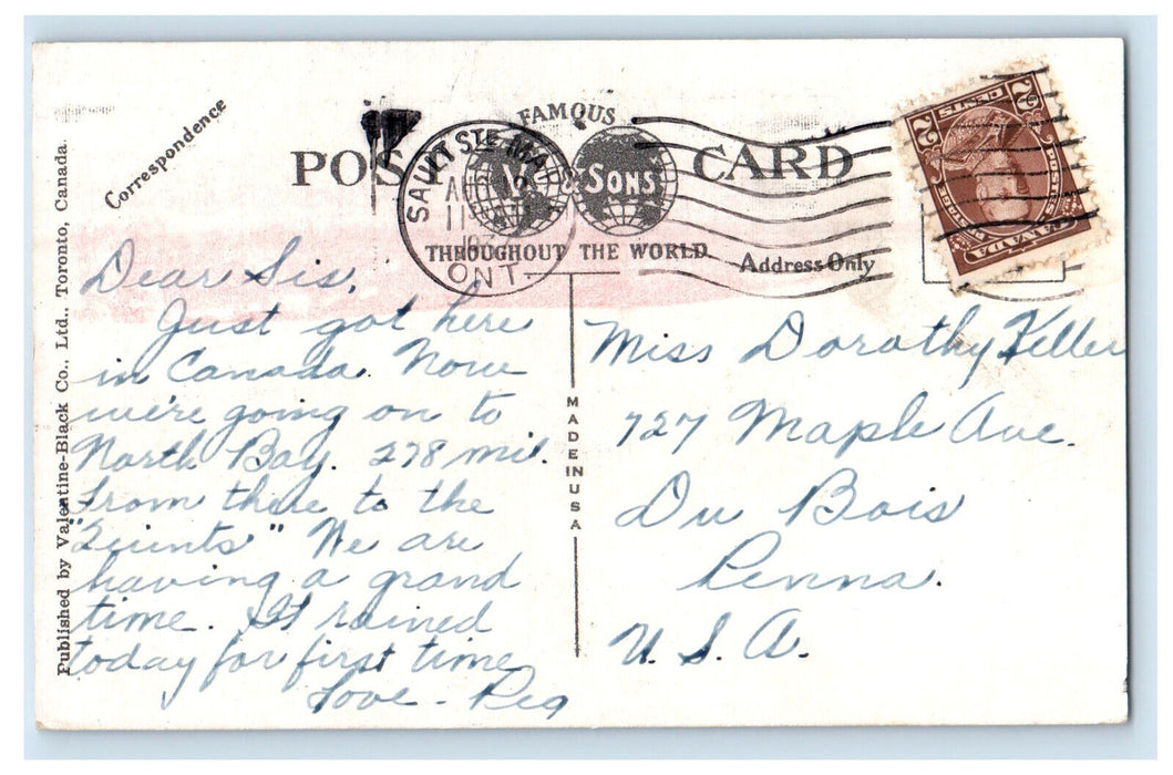 1937 Island Lake Near Sault Ste. Marie Ontario Canada Posted Postcard