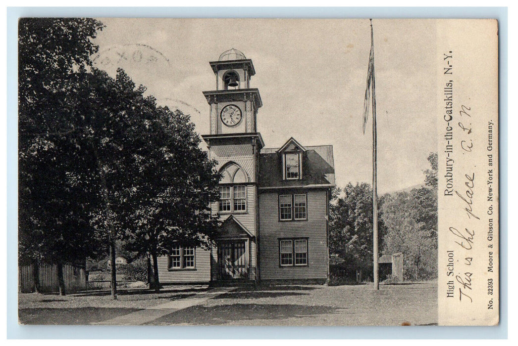1907 High School, Roxbury-In-The-Catskills New York NY Oneonta NY Postcard