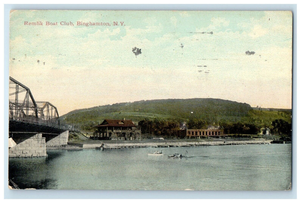 1912 View Of Remlik Boat Club Binghamton New York NY Posted Antique Postcard