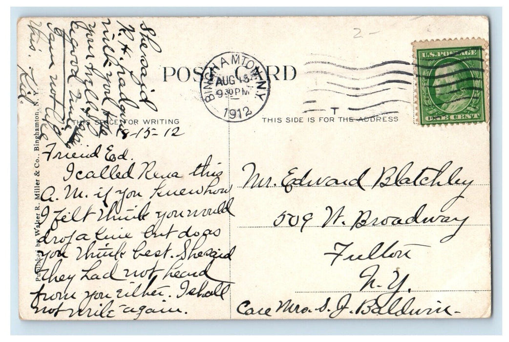 1912 View Of Remlik Boat Club Binghamton New York NY Posted Antique Postcard