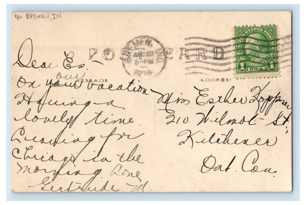 1908 Salem Evangelical Church Bremen Indiana IN RPPC Photo Antique Postcard