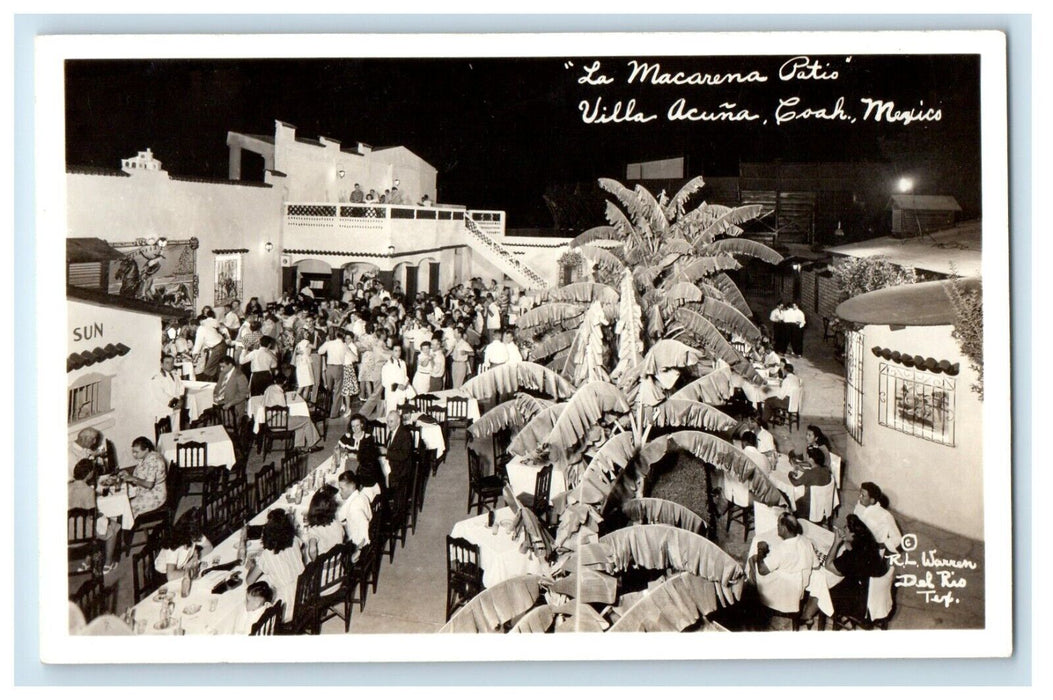 c1940's La Macarena Patio Villa Acuna Coah Mexico RPPC Photo R.L Warren Postcard