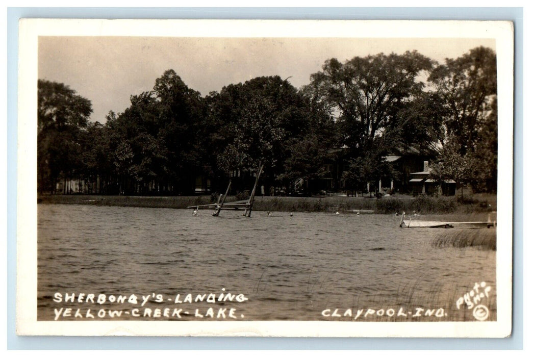 Claypool Indiana IN, Sherbongy's Landing Yellow Creek Lake RPPC Photo Postcard