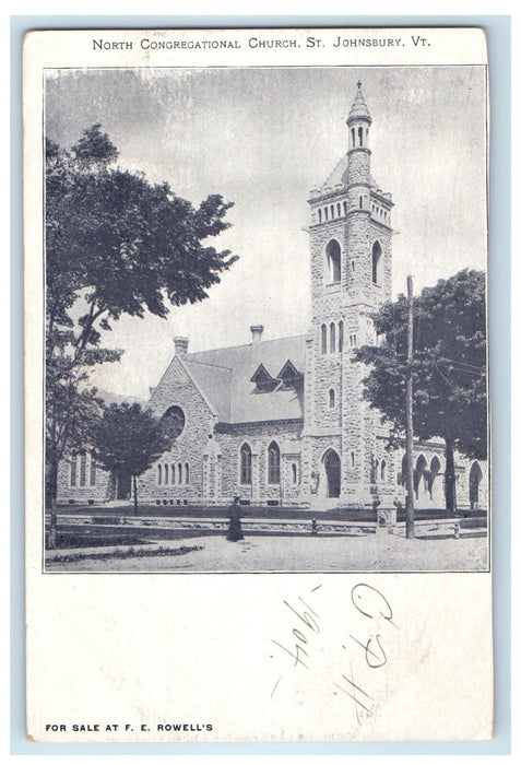 c1900s North Congregational Church, St. Johnsbury Vermont VT PMC Postcard