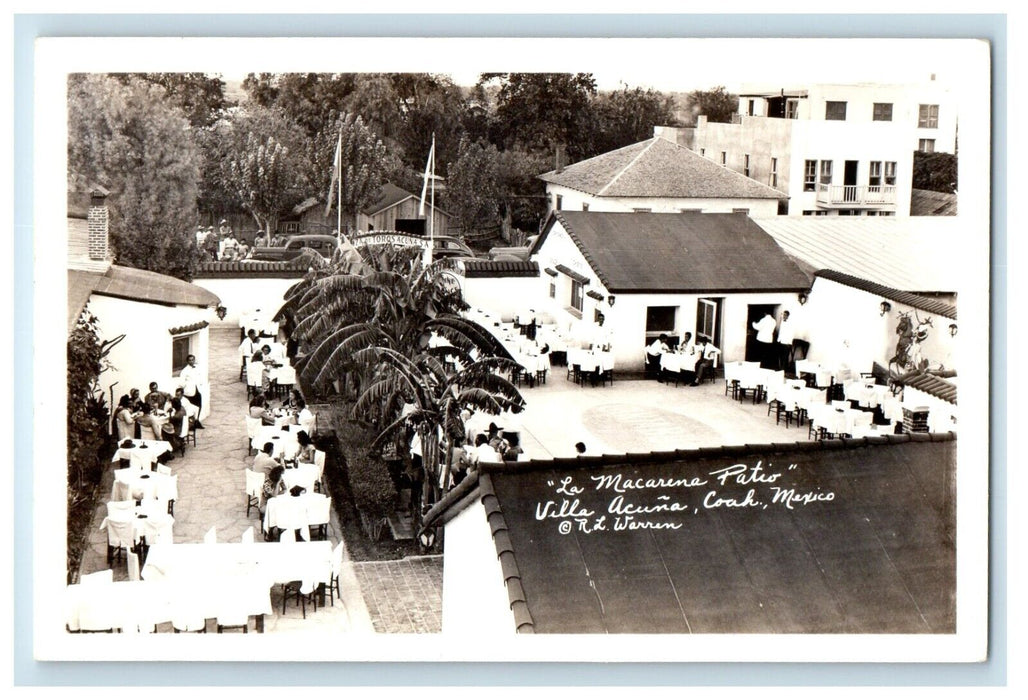 La Macarena Patio Villa Acuna Coah Mexico R.L Warren RPPC Photo Postcard