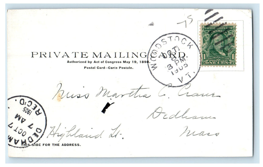 1905 Inn Court House and Public Library Woodstock VT Antique PMC Postcard