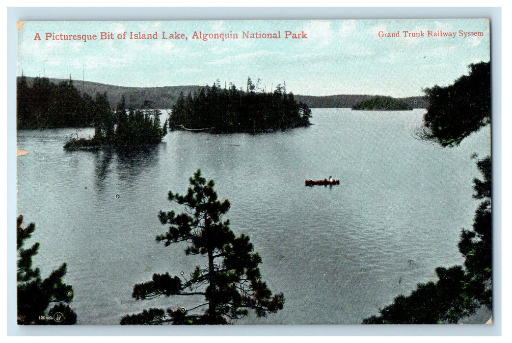 c1910 A Picturesque Bit of Island Lake, Algonquin National Park Postcard