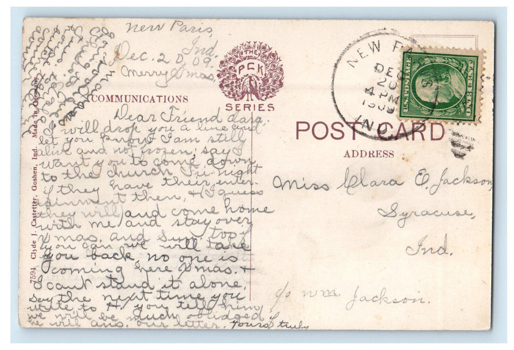 1909 Horse Traders Getting Down to Business Goshen IN New Paris IN Postcard
