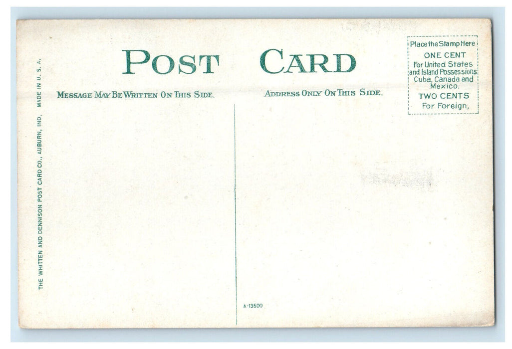 c1910 Car, Horse Carriage, Post Office Auburn Indiana IN Unposted Postcard