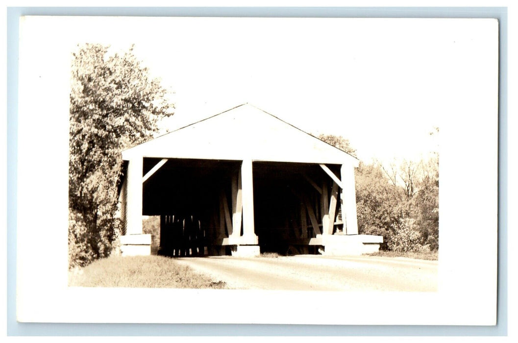 c1940's Ramp Creek Covered Bridge Nashville Indiana IN RPPC Photo Postcard