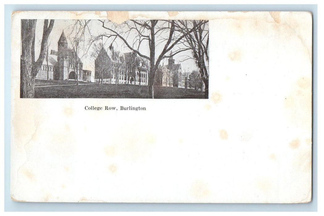 c1900s College Row Burlington Vermont VT PMC Unposted Antique Postcard