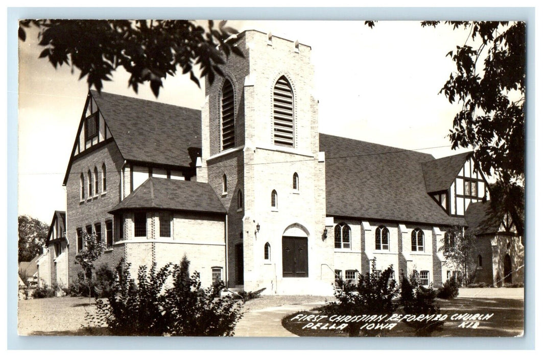c1950's First Christian Reformed Church Pella Iowa IA RPPC Photo Postcard