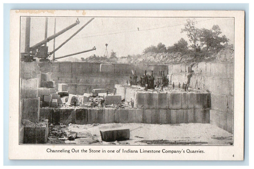 Channeling Out Stone Indiana Limestone Company's Quarries Bedford IN Postcard
