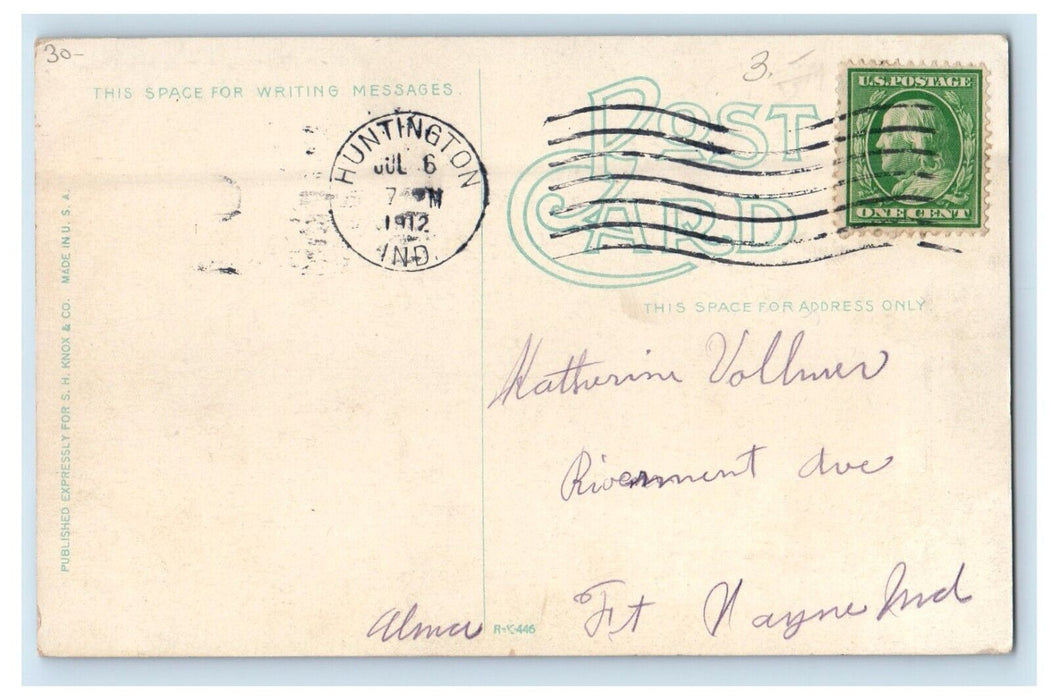 1912 Tipton Street School Building Huntington Indiana IN Antique Postcard