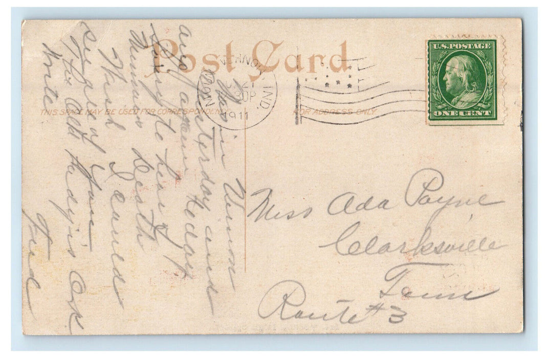 1911 Building of Mt. Vernon High School Indiana IN Antique Posted Postcard
