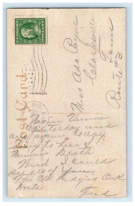 1911 Building of Mt. Vernon High School Indiana IN Antique Posted Postcard