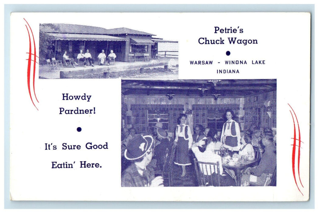 Petrie's Chuck Wagon Howdy Pardner Warsaw Winona Lake Indiana IN Postcard