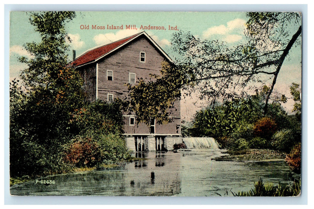 c1910 Old Moss Island Mill, Anderson, Indiana IN Unposted Antique Postcard