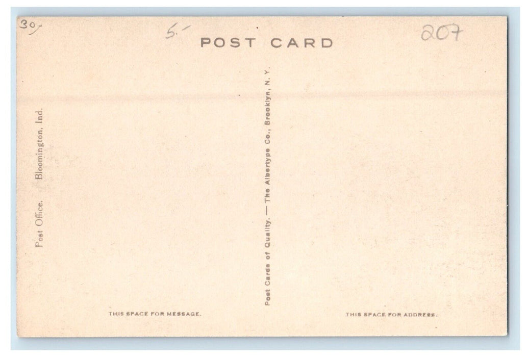 United States Post Office Building Bloomington Indiana IN Vintage Postcard