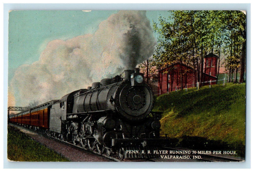c1910 Penn Railroad Flyer Running Valparaiso Indiana IN Unposted Postcard