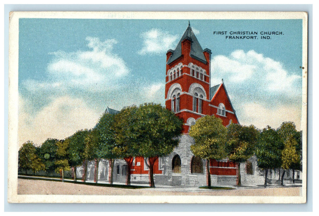 c1920s First Christian Church, Frankfort Indiana IN Unposted Postcard