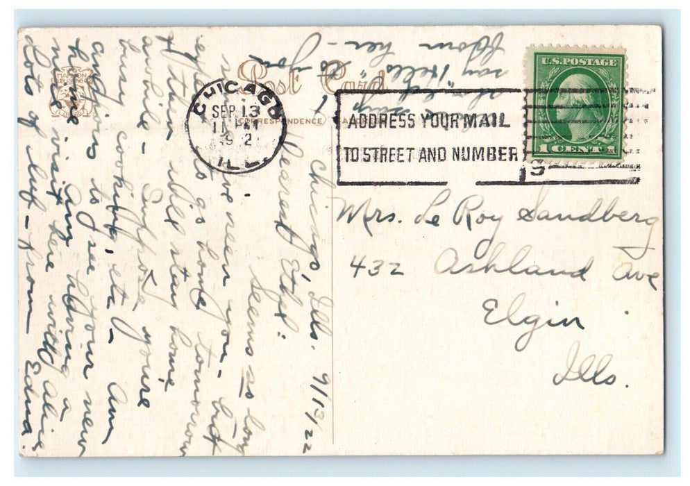 1922 Humboldt Monument And Boat House Humboldt Park Chicago Illinois IL Postcard