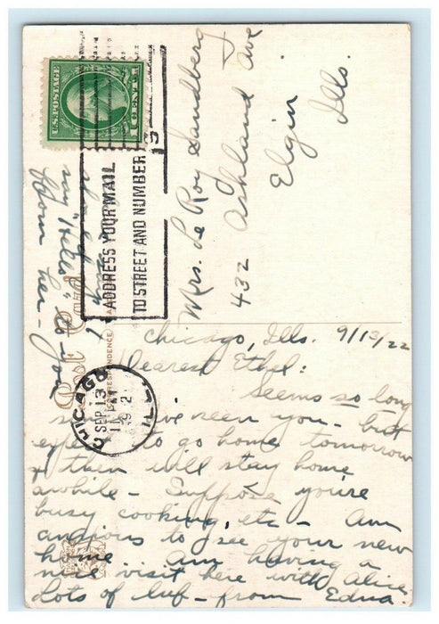 1922 Humboldt Monument And Boat House Humboldt Park Chicago Illinois IL Postcard