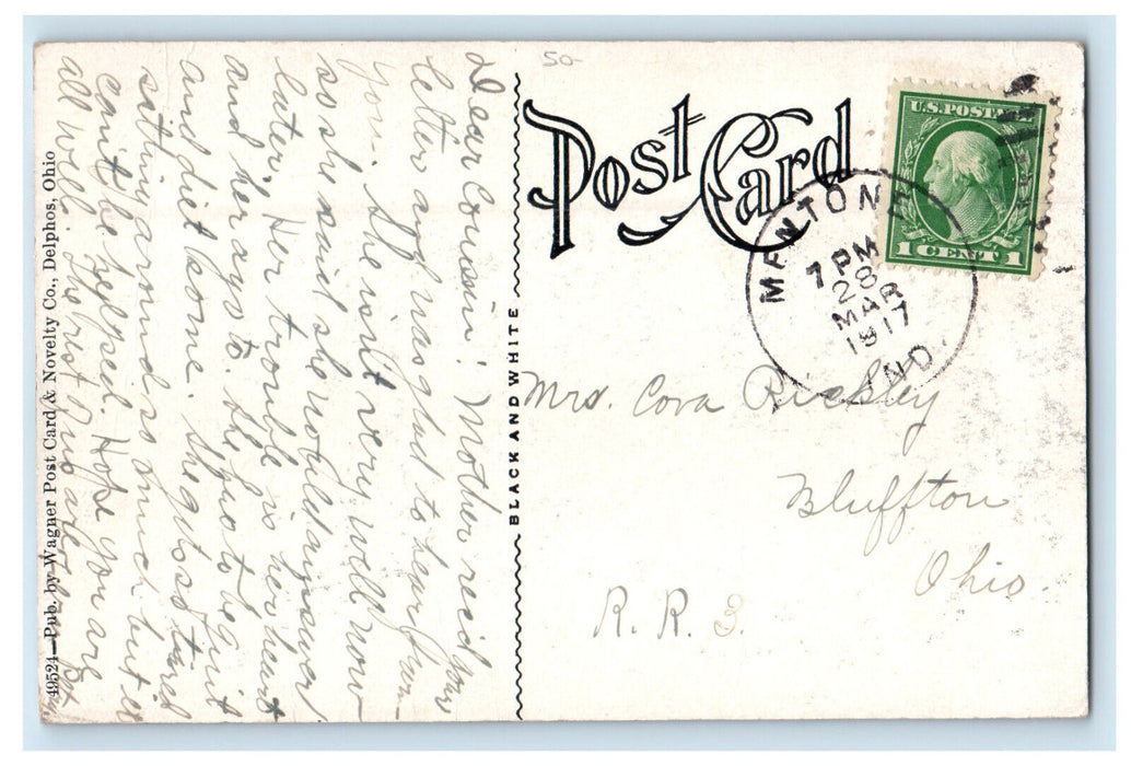 1917 East Main Street Akron Indiana IN Menton IN Posted Antique Postcard