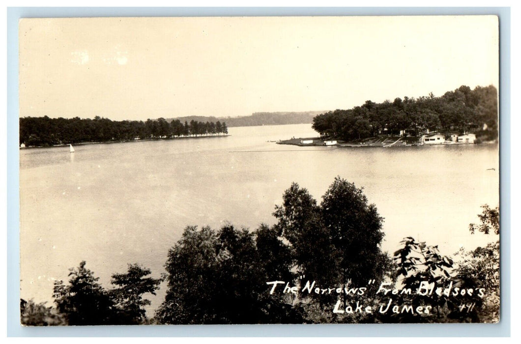 c1910's The Narrows From Bledsoe's Lake James Indiana IN RPPC Photo Postcard