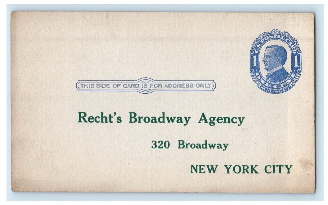 New York City NY, Recht's Broadway Agency Insurance Income Advertising Postcard