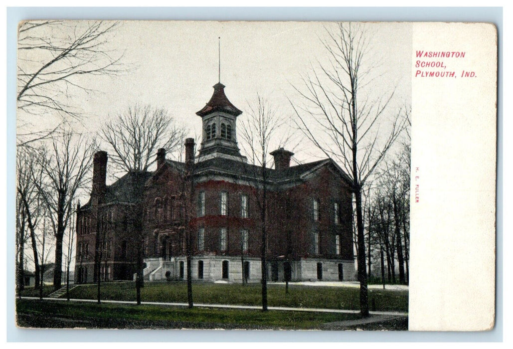 c1910's Washington School Building Plymouth Indiana IN Posted Antique Postcard