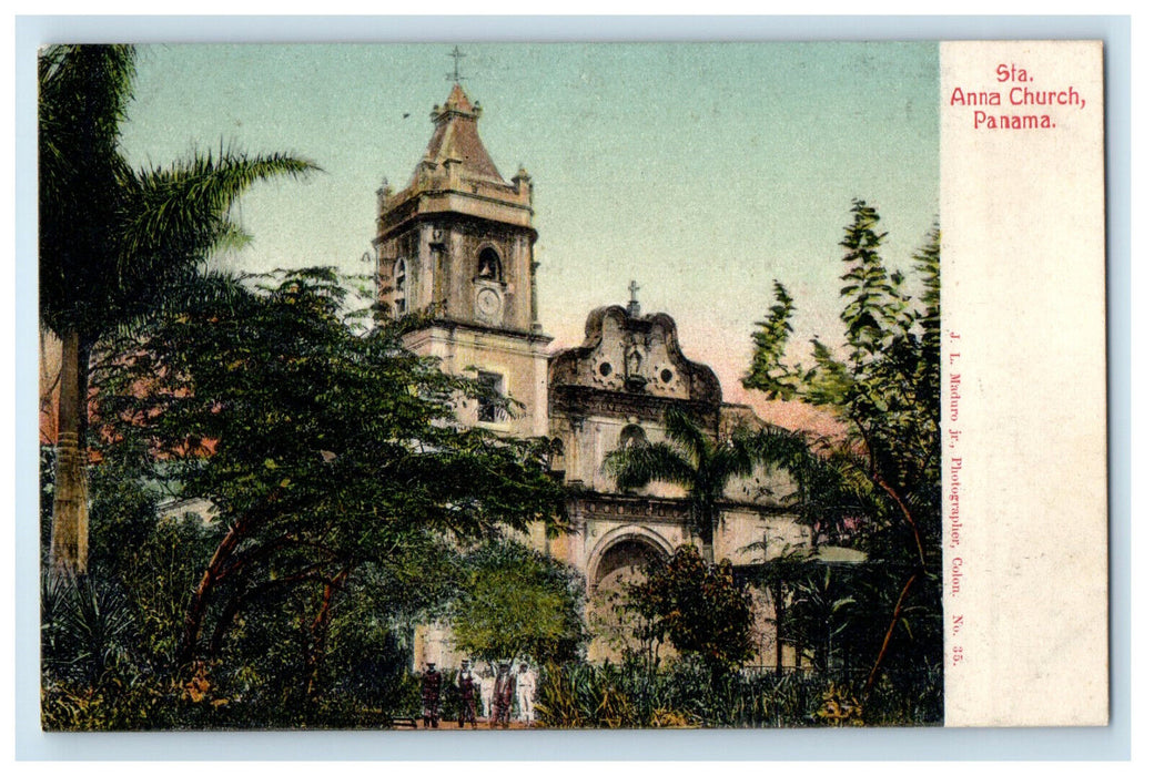 c1910 Greenery Scene, Santa Anna Church, Panama Antique Unposted Postcard