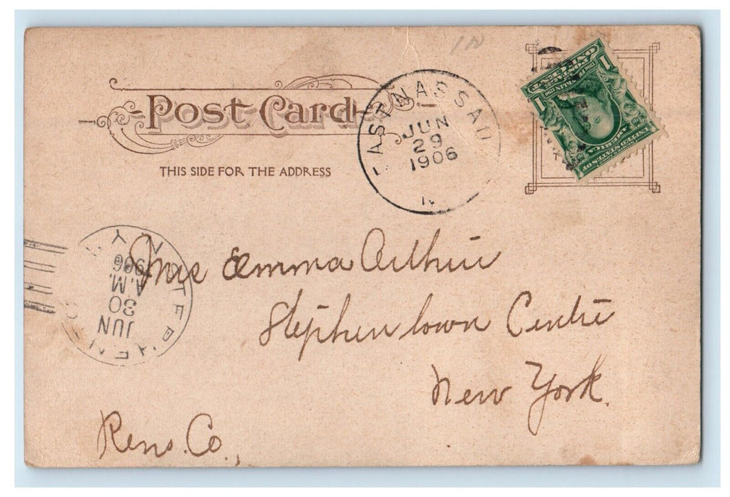 1906 Public Library Building Horse Carriage Binghamton New York NY Postcard