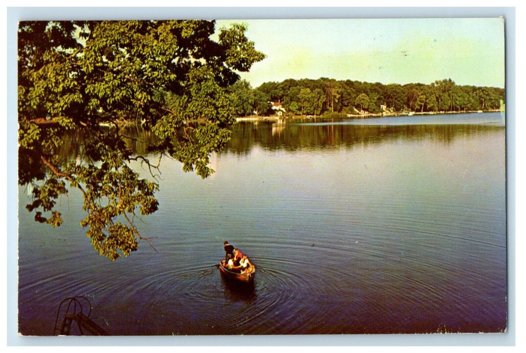 c1950's Pretty Lake From The Country Club Boat Plymouth Indiana IN Postcard