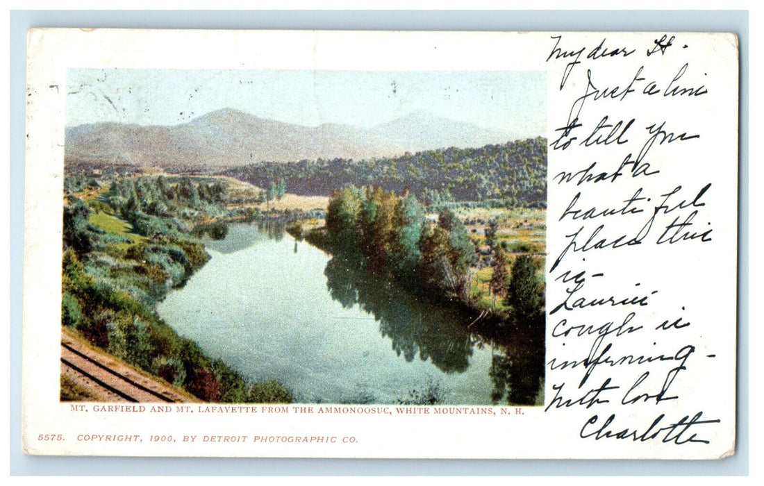 1904 Mt Garfield from Ammonoosuc White Mountains NH Maplewood NH PMC Postcard