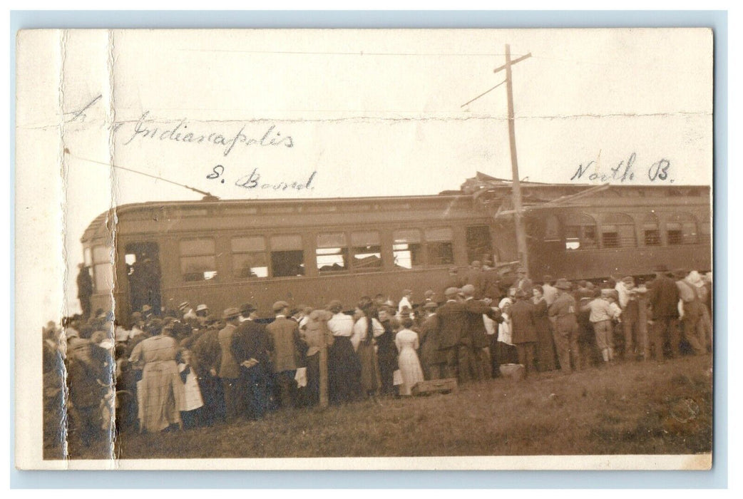 c1910's Train Crowd Indianapolis Indiana IN RPPC Photo Unposted Antique Postcard
