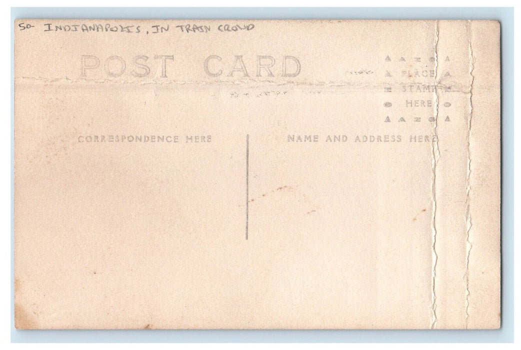 c1910's Train Crowd Indianapolis Indiana IN RPPC Photo Unposted Antique Postcard