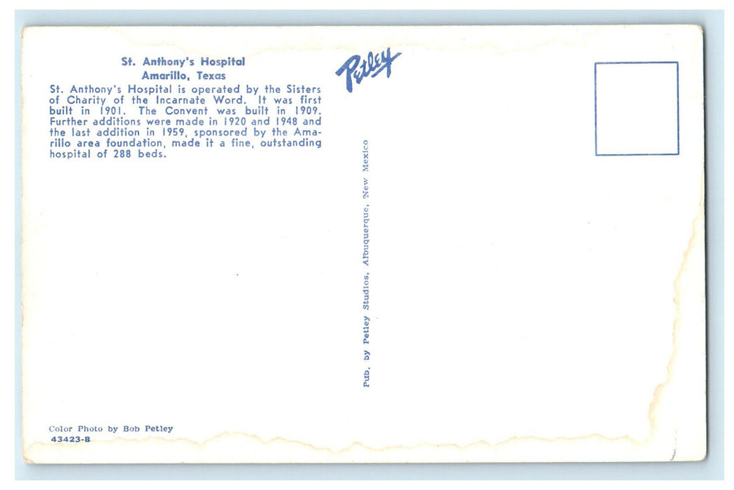 c1950s St. Anthony's Amarillo Texas TX Unposted Vintage Postcard