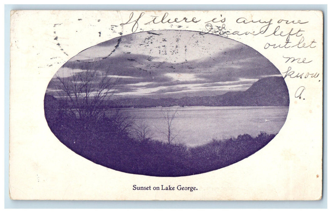 1902 Sunset on Lake George, Lake George Souvenir Co. New York NY PMC Postcard