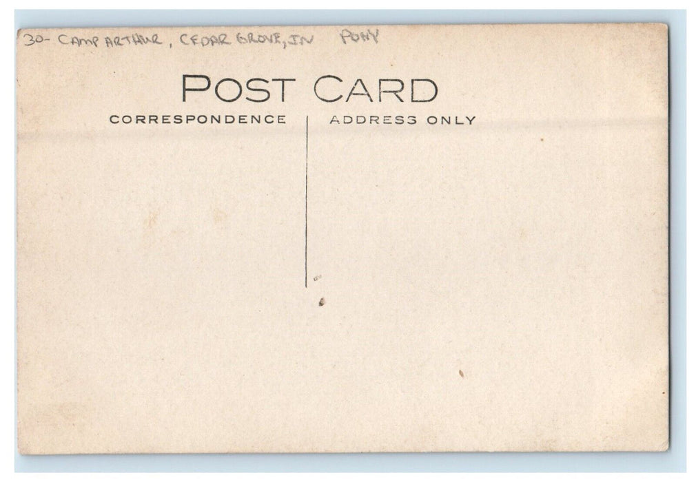 c1910's Camp Arthur Girl Pony Cedar Grove Indiana IN RPPC Photo Antique Postcard