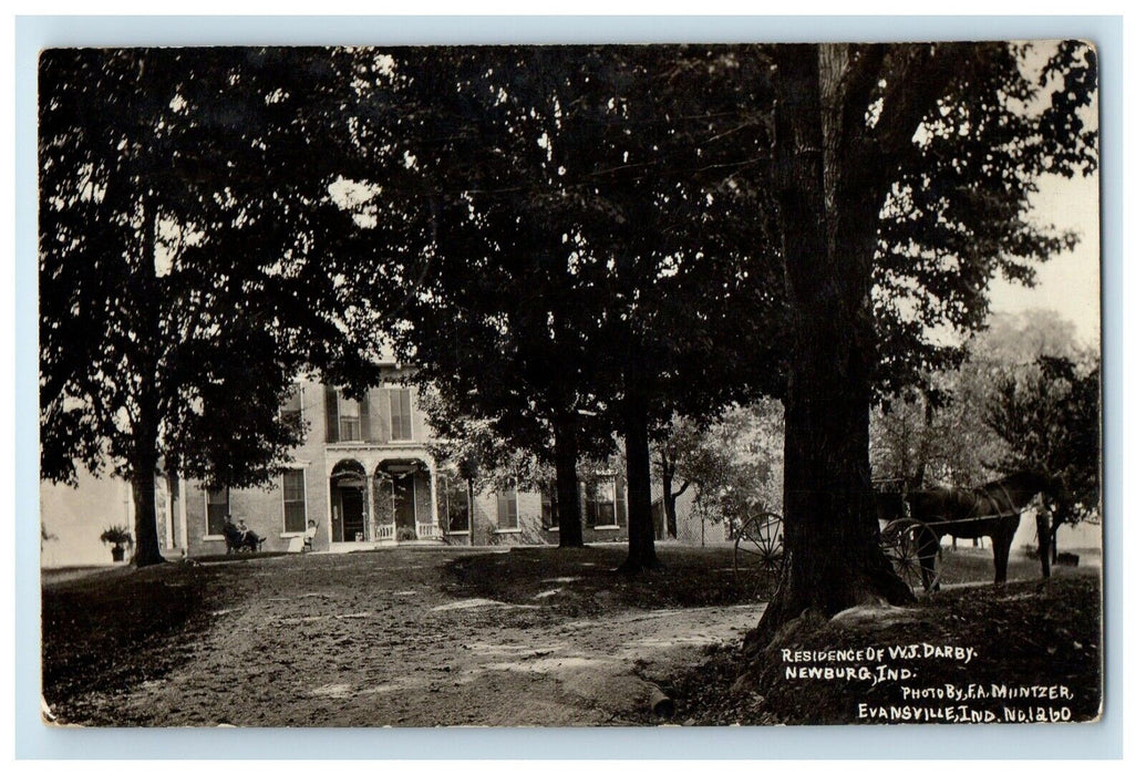 1910 Residence Of W.J. Darby Newburg Indiana IN RPPC Photo Antique Postcard