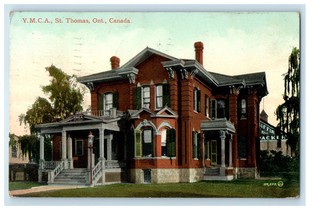 1910 YMCA Building St. Thomas Ontario Canada Antique Posted Postcard
