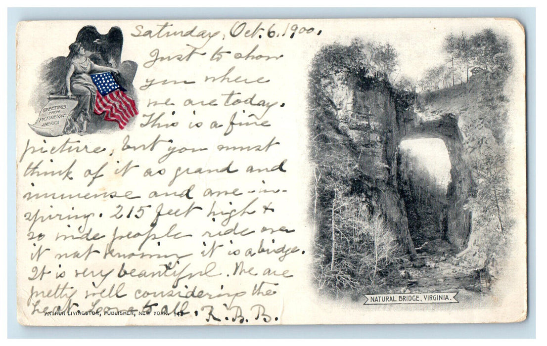 1900 Natural Bridge Virginia VA Clifton Forge VA Arthur Livingston PMC Postcard