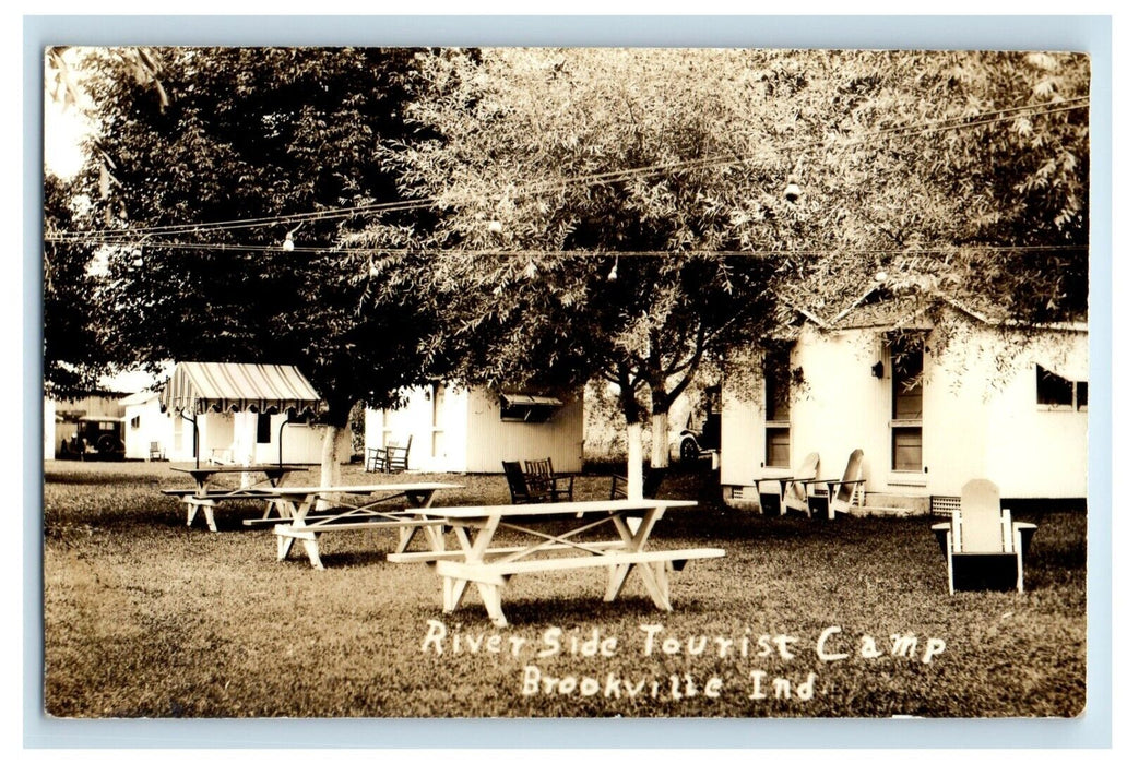 c1930's River Side Tourist Camp Brookville Indiana IN RPPC Photo Postcard