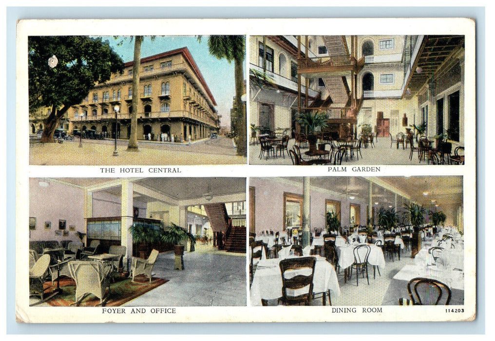c1920s Multiview of Hotel Central Cathedral Park Panama Antique Postcard