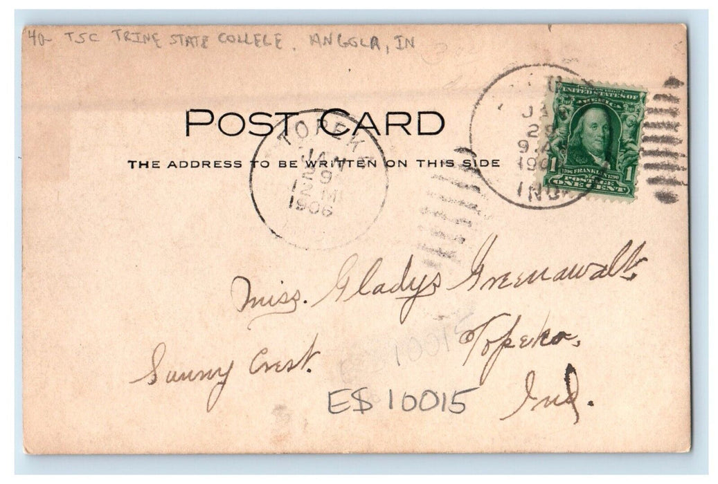 1906 TSC Trine State College Angola Indiana IN RPPC Photo Antique Postcard