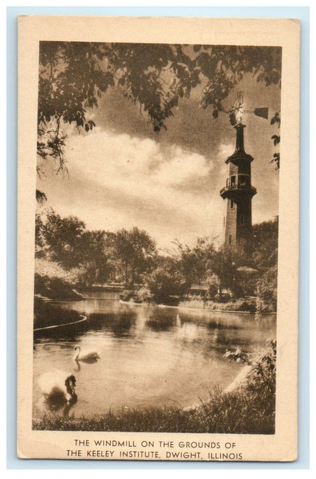 c1940's The Windmill Grounds Of The Keeley Institute Dwight Illinois IL Postcard
